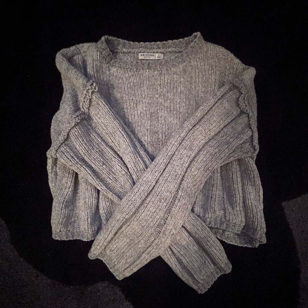 Light gray fluffy cropped sweater